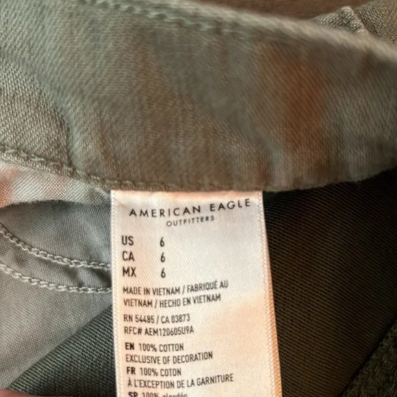 Muted olive green, distressed, American Eagle shorts - Picture 3 of 3